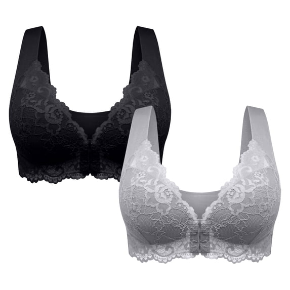Ahdbta Women's Full Cup Plus Size Unpadded Front Closure Bra Lace Posture Smooth Back Racerback No Underwire Everyday Bra