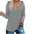 thumbnail image 1 of Ahdbta Women's Hooded Sweatshirts Solid Color Loose Fitted Pullover Tops Trendy 1/4 Zipper Long Sleeve Casual Tunic Shirts, 1 of 4