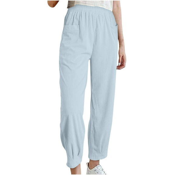 Ahdbta Women's Joggers Sweatpants Lounge Elastic Waist Baggy Trousers Solid Color Ruched Athletic Pants with Pockets