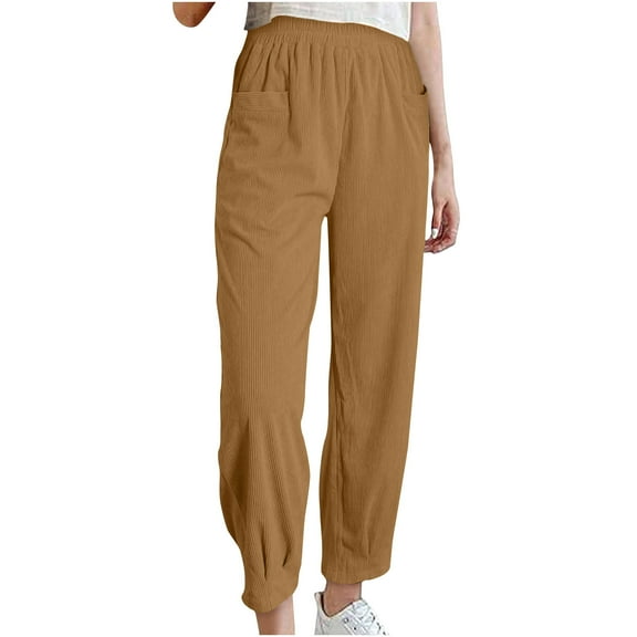 Ahdbta Women's Joggers Sweatpants Lounge Elastic Waist Baggy Trousers Solid Color Ruched Athletic Pants with Pockets