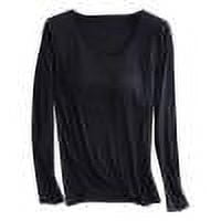 Ahdbta Women's Long Sleeve T Shirts with Built-in Bra Padded Active Tee Shirts Solid Color Round Neck Comfort Base Shirts