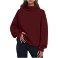 thumbnail image 1 of Ahdbta Women's Oversized Sweatshirts Mock Turtleneck Sweatshirt Casual Loose Drop Shoulder Long Sleeve Pullover Tops, 1 of 6