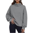 thumbnail image 1 of Ahdbta Women's Oversized Sweatshirts Mock Turtleneck Sweatshirt Casual Loose Drop Shoulder Long Sleeve Pullover Tops, 1 of 6