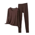 thumbnail image 1 of Ahdbta Women's Pajamas Sets Modal Long Sleeve Crewneck Top and Bottoms Lightweight Sleepwear Comfy Pjs Lounge Set, 1 of 5