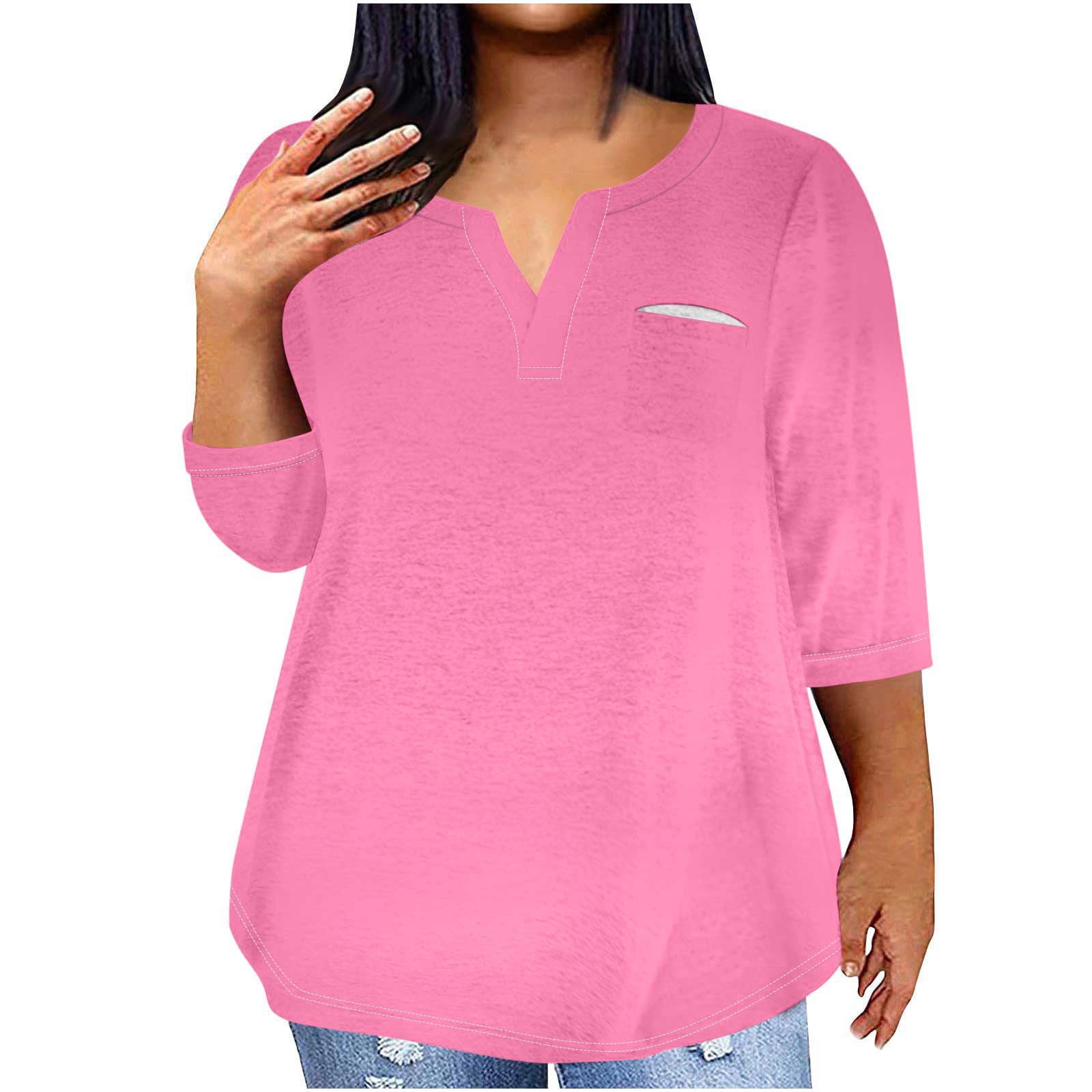 Plus Black Three Quarter Sleeve Woven Blouse Top