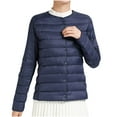 thumbnail image 1 of Ahdbta Women's Puffer Jacket Button Down Long Sleeve Lightweight Padded Quilted Coats Fall Winter Solid Color Cropped Outerwears, 1 of 4