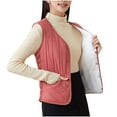 thumbnail image 1 of Ahdbta Women's Puffer Vests Fleece Lined Warm Thicken Sleeveless Jackets Button Down V-Neck Solid Quilted Coats with Pockets, 1 of 4