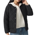 thumbnail image 1 of Ahdbta Women's Quilted Jackets Solid Color Stand Collar Winter Puffer Coats Button Down Long Sleeve Outerwears with Pockets, 1 of 4