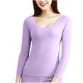 thumbnail image 1 of Ahdbta Women's Thermal Underwears Long Sleeve Scoop Neck Stretch Base Shirts Solid Color Fleece Lined Cozy Fall Winter Tops, 1 of 4