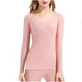thumbnail image 1 of Ahdbta Women's Thermal Underwears Long Sleeve Scoop Neck Stretch Base Shirts Solid Color Fleece Lined Cozy Fall Winter Tops, 1 of 4