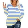 thumbnail image 1 of Ahdbta Women's Tunic T Shirts Color Block Striped Plus Size Long Sleeve Tops Sexy V-Neck Loose Fitted Thin Blouses with Pockets, 1 of 4