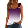 thumbnail image 1 of Ahdbta Women's V Neck Tank Tops Loose Casual Sleeveless Shirts Trendy Gradient Color Summer Basic Tees Blouse, 1 of 3