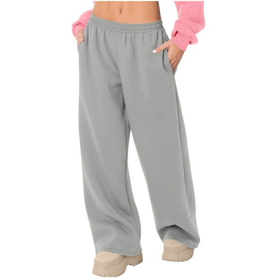 Ahdbta Women's Wide Leg Sweatpants Elastic High Waist Baggy Athletic Sweat Pants Comfy Loose Fit Lounge Trousers with Pockets