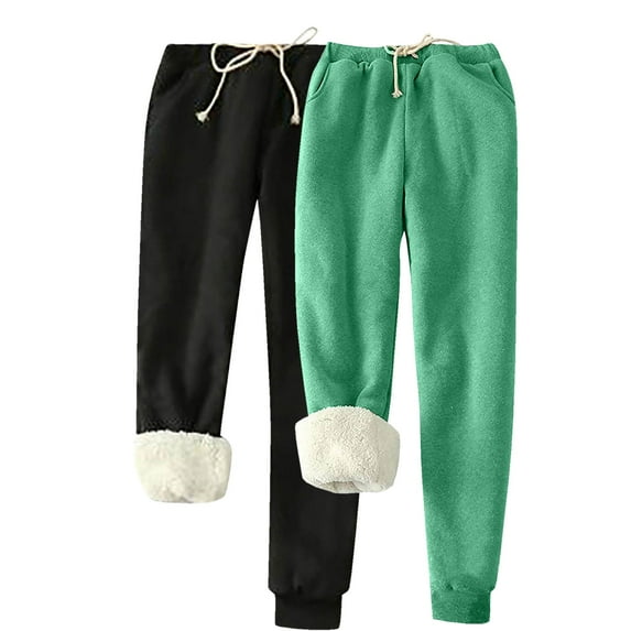 Ahdbta Womens 2 Pieces Joggers Sweatpants Fuzzy Fleece Fall Winter Warm Harem Pants Plus Size Elastic Waist Pants with Pockets