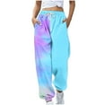 thumbnail image 1 of Ahdbta Womens Baggy Sweatpants Trendy Tie Dye Print Straight Leg Pants Drawstring Elastic Waist Pants with Pockets, 1 of 4