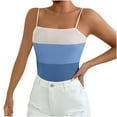 thumbnail image 1 of Ahdbta Womens Camisole Tops Striped Color Block Square Neck Ribbed Tank Tops Spaghetti Straps Sleeveless Summer Shirts, 1 of 1