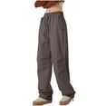 thumbnail image 1 of Ahdbta Womens Cargo Pants Wide Leg Jogger Y2K Parachute Pants Drawstring Waist Casual Baggy Trousers with Pockets, 1 of 6