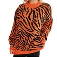 thumbnail image 1 of Ahdbta Womens Fall Sweaters Long Sleeve Crewneck Casual Jumper Tops Trendy Printed Loose Fitted Comfy Chunky Knitted Tops, 1 of 4