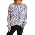 thumbnail image 1 of Ahdbta Womens Fall Sweaters Long Sleeve Crewneck Casual Jumper Tops Trendy Printed Loose Fitted Comfy Chunky Knitted Tops, 1 of 4
