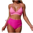 thumbnail image 1 of Ahdbta Womens High Waisted Bikini Sets Tummy Control Swimsuits V-Neck Push Up Two Piece Drawstring Bathing Suit, 1 of 7