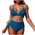 thumbnail image 1 of Ahdbta Womens High Waisted Bikini Sets Tummy Control Swimsuits V-Neck Push Up Two Piece Drawstring Bathing Suit, 1 of 6