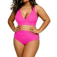 thumbnail image 1 of Ahdbta Womens Plus Size Bikini Set High Waisted V-Neck Swimsuits Two Piece Bathing Suits Tummy Control Swimwear, 1 of 6