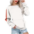 thumbnail image 1 of Ahdbta Womens Pullover Sweatshirts Fashion Striped Patchwork Long Sleeve Tops Crewneck Casual Going Out Tops with Pockets, 1 of 4