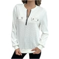 thumbnail image 1 of Ahdbta Womens Quarter Zip Quilted Sweatshirts Lightweight Crew Neck Long Sleeve Pullover Tops Textured Solid Fall Fashion Tops, 1 of 7