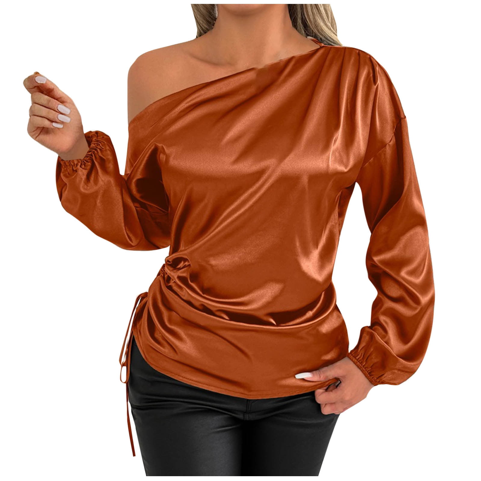 Ahdbta-Womens-Satin-Silk-Tops-