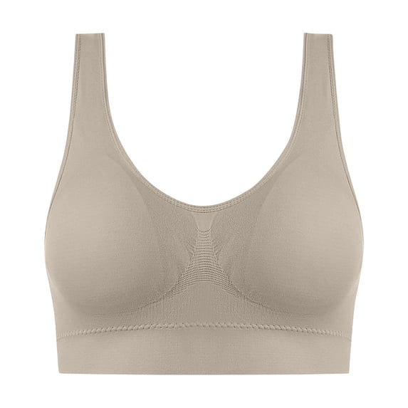 Ahdbta Womens Seamless Yoga Sports Bra with Removable Padded Plus Size Comfy Wireless Supportive Everyday Bra Full Coverage T-Shirt Bra