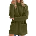 thumbnail image 1 of Ahdbta Womens Sherpa Fleece Pullover Mock Turtleneck Crewneck Fuzzy Sweatshirts Winter Warm Loungewear Tunic Tops with Pockets, 1 of 8