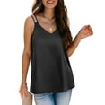 thumbnail image 1 of Ahdbta Womens Silk Satin Camisole Tank Tops V Neck Spaghetti Strap Blouses Cross Back Sleeveless Cami Shirt, 1 of 5