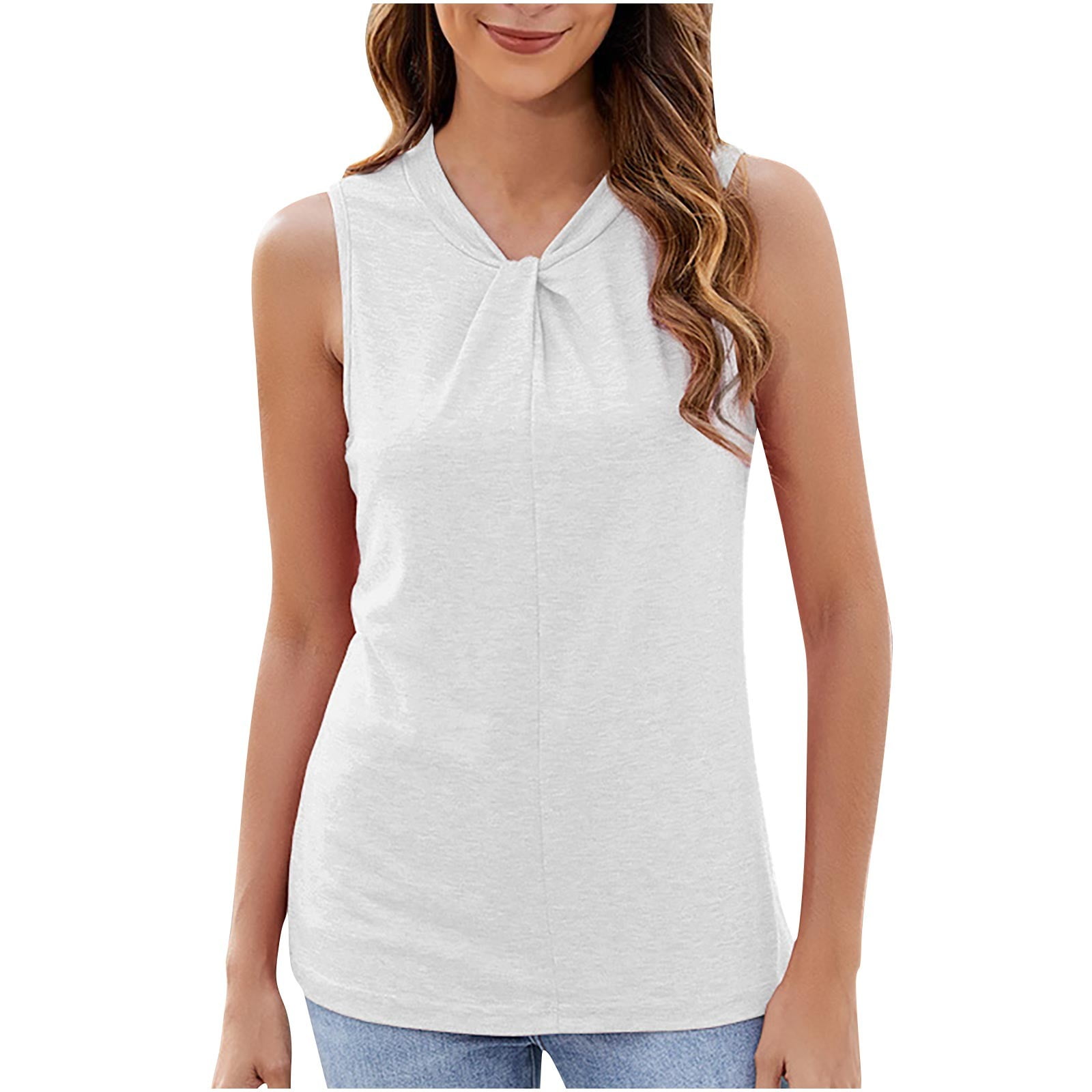 Elesomo Women's Summer Tank Top - Square Neck Sleeveless Loose Tee In Hot Pink, Size Large | Breathable Casual Blouse