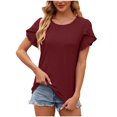 thumbnail image 1 of Ahdbta Womens Summer Tops Crewneck Eyelet Ruffle Sleeve Blouses Casual Babydoll Shirts 2024 Women Tops Clothing, 1 of 6