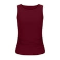 thumbnail image 1 of Ahdbta Womens Tank Tops Summer Sleeveless High Neck Ribbed Knit Slim Fitted Blouse Side Ruched Basic Tees Shirts, 1 of 8
