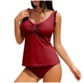 thumbnail image 1 of Ahdbta Womens Tankini Bathing Suit Modest Two Piece Swimsuit Ruffle V Neck Swim Tank Top with High Waisted Bottom Beach Swimwear, 1 of 8