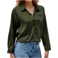 thumbnail image 1 of Ahdbta Womens Tops Long Sleeve Satin Silk Collared Button Down Shirts Fall Casual Business Office Work Dressy Blouses, 1 of 6