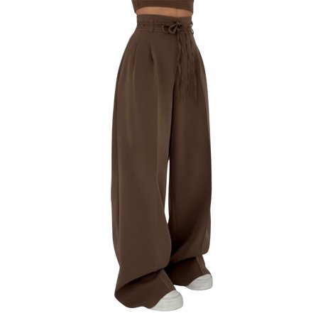 Ahdbta Womens Wide Leg Dress Pants Belted High Waisted Slacks Pants Business Casual Work Palazzo Trousers with Pockets