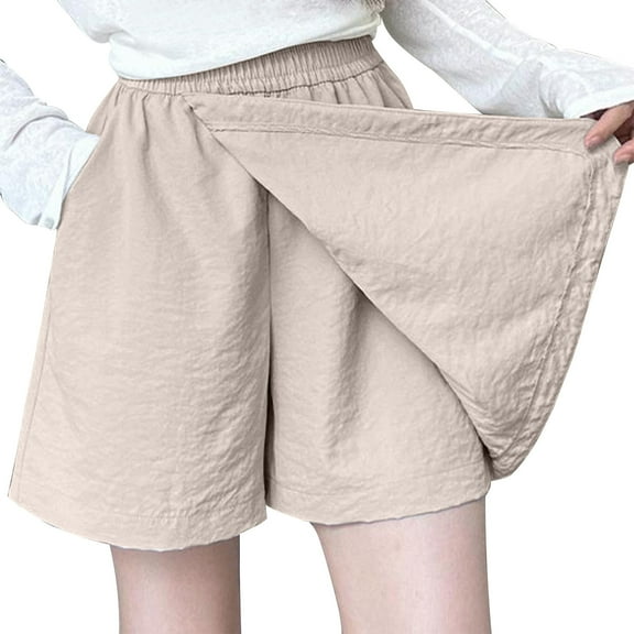 Ahdbta Wrap Skorts for Women Built-in Shorts Elastic High Waist Mini Skirts Summer Casual Wide Leg Lounge Culottes with Pockets