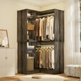 thumbnail image 1 of Aheaplus 36" Corner Closet System - 2 Rods, Hutches, and 5 Shelves for Versatile Storage, Sturdy and Durable Design Closet Organizer for Neatly Organized Clothing and Items, Black Oak, 1 of 6