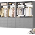 thumbnail image 1 of Aheaplus 4-Piece 96" Heavy Duty Walk-in Closet System - 12 Wood Drawers, 4 Hanging Rods, 4 Shelves, Gray (96"L x 15"W x 80"H), 1 of 6
