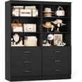 thumbnail image 1 of Aheaplus 47.2" Closet Drawers System, 3.94FT Wood Closet Organizer System with 6 Drawers, Modular Small Walk-in Closets Storage Unit, Set of 2, Black (47.2" L x 13.8" W x 71" H), 1 of 14
