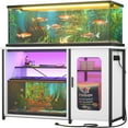 thumbnail image 1 of Aheaplus 55-75 Gallon Aquarium Stand with Power Outlets & LED Light, Reversible Fish Tank Stand with Cabinet for Fish Tank Accessories Storage, Heavy Duty Metal Frame, 880LBS Capacity, White, 1 of 7