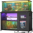 thumbnail image 1 of Aheaplus 55-75 Gallon Aquarium Stand with Power Outlets & LED Light, Reversible Fish Tank Stand with Cabinet for Fish Tank Accessories Storage, Heavy Duty Metal Frame, 880LBS Capacity, Black, 1 of 7