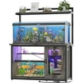 thumbnail image 1 of Aheaplus 55-75 Gallon Fish Tank Stand with Power Outlets & LED Light, Heavy Duty Metal Frame Aquarium Stand with Reversible Cabinet ,Turtle Reptile Terrariums Stand,1000LBS Capacity,Gray Oak, 1 of 7