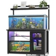 thumbnail image 1 of Aheaplus 55-75 Gallon Fish Tank Stand with Power Outlets & LED Light &Top Shelf ,Heavy Duty Metal Frame Aquarium Stand with Reversible Cabinet ,Turtle Reptile Terrariums Stand,1000LBS Capacity,Black, 1 of 7
