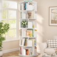 thumbnail image 1 of Aheaplus 6 Tier Rotating Bookshelf, Wood Spinning Bookshelf Tower, Round Revolving 360 Bookcase, Narrow Turning Book Shelf Rolling Corner Organizer for Small Space, Bedroom, Office, White, 1 of 14