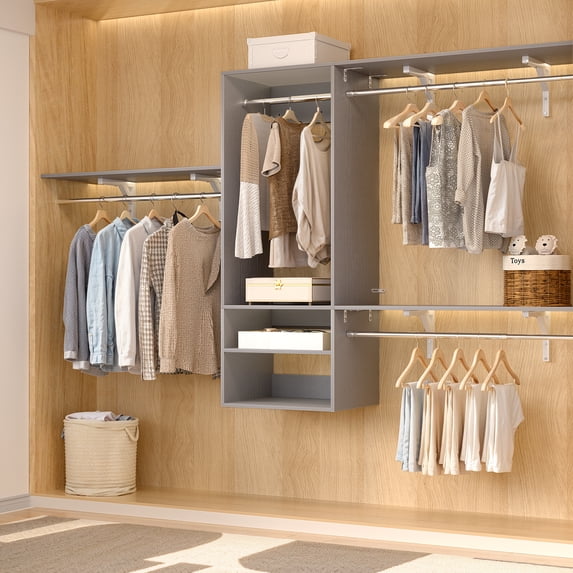Aheaplus 8FT Walk-in Closet Organizer System with Hanging Rod, Garment ...