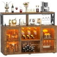 thumbnail image 1 of Aheaplus Bar Cabinet with Power Outlets, Liquor Cabinet with Led Lights and Glass Holder, Storage Buffet Cabinet Coffee Bar Cabinet for Liquor, Wine Cabinet with Racks, RustivBrown, 1 of 7