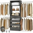 thumbnail image 1 of Aheaplus Closet System, 4-9 Ft Closet Organizer with 4 Wooden Drawers, Wood Closet Organizer System with Tower, Walk-in Closet Organizer Wardrobe Clothes Rack with 4 Hanging Rods, Black Oak, 1 of 7